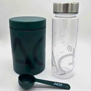 NEW! Athletic Greens AG1 Clear Shaker and Metal Cannister Protein Scooper Spoon